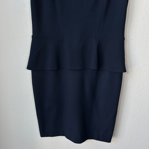 Lafayette 148 size 14 ponte knit peplum sheath dress navy short sleeve midi - Picture 3 of 11